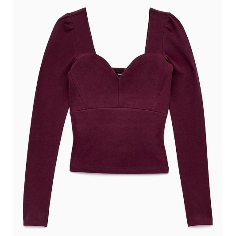 Aritzia Talula burgundy long sleeve cotton top